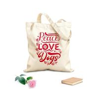 AILOONG Bolsos de lona de algodón para mujer paz amor perros Tela de 340g/m² de grosor Material agradable para la piel