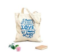 AILOONG Bolsos de lona de algodón para mujer paz amor perros Tela de 340g/m² de grosor Material agradable para la piel