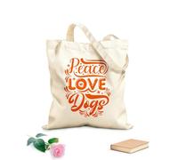 AILOONG Bolsos de lona de algodón para mujer paz amor perros Tela de 340g/m² de grosor Material agradable para la piel