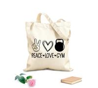 AILOONG Bolsos de lona de algodón para mujer Paz, amor y sublimación de gimnasio. Tela de 12 oz de grosor Material agradable para la piel 31x36cm Mediano