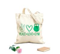 AILOONG Bolsos de lona de algodón para mujer Paz, amor y sublimación de gimnasio. Tela de 340g/m² de grosor Material agradable para la piel