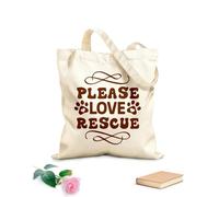 AILOONG Bolsos de lona de algodón para mujer Por favor, ama el diseño de citas de perros rescatados Tela de 340g/m² de grosor Material agradable para la piel