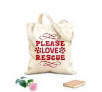 AILOONG Bolsos de lona de algodón para mujer Por favor, ama el diseño de citas de perros rescatados Tela de 340g/m² de grosor Material agradable para la piel