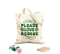 AILOONG Bolsos de lona de algodón para mujer Por favor, ama el diseño de citas de perros rescatados Tela de 340g/m² de grosor Material agradable para la piel