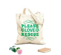 AILOONG Bolsos de lona de algodón para mujer Por favor, ama el diseño de citas de perros rescatados Tela de 340g/m² de grosor Material agradable para la piel