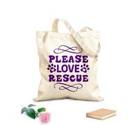 AILOONG Bolsos de lona de algodón para mujer Por favor, ama el diseño de citas de perros rescatados Tela de 340g/m² de grosor Material agradable para la piel