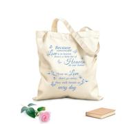 AILOONG Bolsos de lona de algodón para mujer Porque alguien a quien amamos está en el cielo, hay un pedacito de cielo en nuestro hogar. Tela de 340g/m² de grosor Bolsa para dibujar