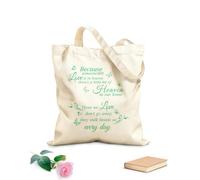 AILOONG Bolsos de lona de algodón para mujer Porque alguien a quien amamos está en el cielo, hay un pedacito de cielo en nuestro hogar. Tela de 340g/m² de grosor Bolsa para dibujar