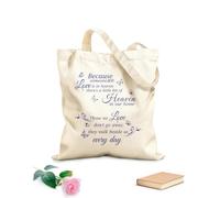 AILOONG Bolsos de lona de algodón para mujer Porque alguien a quien amamos está en el cielo, hay un pedacito de cielo en nuestro hogar. Tela de 340g/m² de grosor Bolsa para dibujar