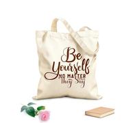 AILOONG Bolsos de lona de algodón para mujer Póster con impresión de eslogan caligráfico, cita gráfica, elemento vintage de motivación Tela de 340g/m² de grosor Material agradable para la piel