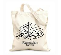 AILOONG Bolsos de lona de algodón para mujer Ramadán Kareem Ramadán Mubarak traducido: Feliz Ramadán, mes sagrado de ayuno. Tela de 12 oz de grosor Material agradable para la piel 25x30cm Pequeño