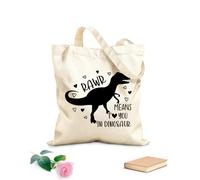 AILOONG Bolsos de lona de algodón para mujer rawr significa te amo en forma de corazón de dinosaurio, día de San Valentín, el amor es mío, vacaciones Tela de 12 oz de grosor 31x36cm