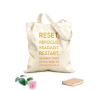 AILOONG Bolsos de lona de algodón para mujer Reinicia, recalibra, comienza de nuevo tantas veces como sea necesario y nunca te rindas. Tela de 340g/m² de grosor Material agradable para la piel