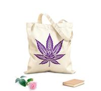 AILOONG Bolsos de lona de algodón para mujer Saco de meditación Jesús sobre una hoja de marihuana espiritualidad audaz Tela de 340g/m² de grosor Material agradable para la piel