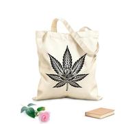 AILOONG Bolsos de lona de algodón para mujer Saco de meditación Jesús sobre una hoja de marihuana espiritualidad audaz Tela de 12 oz de grosor Material agradable para la piel 25x30cm Pequeño