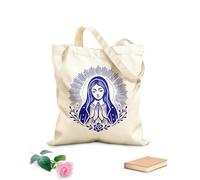 AILOONG Bolsos de lona de algodón para mujer Sagrado Corazón de María con detalles florales Tela de 340g/m² de grosor Material agradable para la piel