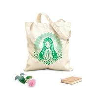 AILOONG Bolsos de lona de algodón para mujer Sagrado Corazón de María con detalles florales Tela de 340g/m² de grosor Material agradable para la piel