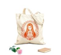 AILOONG Bolsos de lona de algodón para mujer Sagrado Corazón de María con detalles florales Tela de 340g/m² de grosor Material agradable para la piel