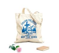 AILOONG Bolsos de lona de algodón para mujer Sigue la palabra, no el rebaño. Diseño cristiano en el desierto con versículo bíblico Isaías 8:11-13. Tela de 340g/m² de grosor