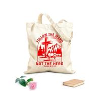 AILOONG Bolsos de lona de algodón para mujer Sigue la palabra, no el rebaño. Diseño cristiano en el desierto con versículo bíblico Isaías 8:11-13. Tela de 340g/m² de grosor