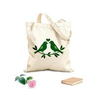 AILOONG Bolsos de lona de algodón para mujer silueta de dos pájaros uno frente al otro y un corazón encima de ellos Tela de 340g/m² de grosor Material agradable para la piel