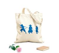 AILOONG Bolsos de lona de algodón para mujer Silueta de guerrero samurái con espada y katana japonesa Tela de 340g/m² de grosor Material agradable para la piel