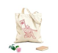 AILOONG Bolsos de lona de algodón para mujer silueta de guerrero samurái Tela de 340g/m² de grosor Material agradable para la piel