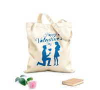 AILOONG Bolsos de lona de algodón para mujer Silueta de pareja con propuesta romántica de San Valentín Tela de 340g/m² de grosor Material agradable para la piel