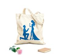 AILOONG Bolsos de lona de algodón para mujer Silueta de pareja romántica en pose de propuesta Tela de 340g/m² de grosor Material agradable para la piel