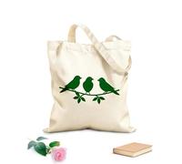 AILOONG Bolsos de lona de algodón para mujer silueta de tres pájaros uno frente al otro Tela de 340g/m² de grosor Material agradable para la piel