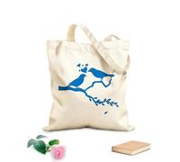 AILOONG Bolsos de lona de algodón para mujer Silueta de una pareja de pájaros en una rama Silueta de pájaros del amor Tela de 340g/m² de grosor Material agradable para la piel