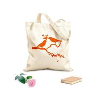 AILOONG Bolsos de lona de algodón para mujer Silueta de una pareja de pájaros en una rama Silueta de pájaros del amor Tela de 340g/m² de grosor Material agradable para la piel