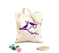 AILOONG Bolsos de lona de algodón para mujer Silueta de una pareja de pájaros en una rama Silueta de pájaros del amor Tela de 340g/m² de grosor Material agradable para la piel
