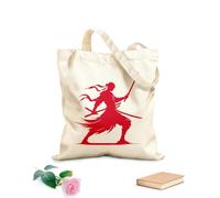 AILOONG Bolsos de lona de algodón para mujer Silueta ninja, guerrero espadachín y gráfico de artes marciales Tela de 340g/m² de grosor Material agradable para la piel