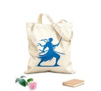 AILOONG Bolsos de lona de algodón para mujer Silueta ninja, guerrero espadachín y gráfico de artes marciales Tela de 340g/m² de grosor Material agradable para la piel