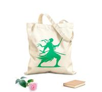 AILOONG Bolsos de lona de algodón para mujer Silueta ninja, guerrero espadachín y gráfico de artes marciales Tela de 340g/m² de grosor Material agradable para la piel