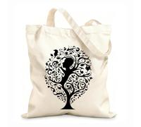 AILOONG Bolsos de lona de algodón para mujer Silueta silenciosa, moda, abstracto, rostro humano, elemento, obsidiana, contorno Tela de 12 oz de grosor Material agradable para la piel 25x30cm Pequeño