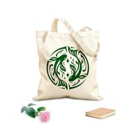 AILOONG Bolsos de lona de algodón para mujer Símbolo art déco del horóscopo de la mitología del zodíaco de Piscis, diseño vintage. Tela de 340g/m² de grosor Material agradable para la piel