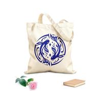 AILOONG Bolsos de lona de algodón para mujer Símbolo art déco del horóscopo de la mitología del zodíaco de Piscis, diseño vintage. Tela de 340g/m² de grosor Material agradable para la piel