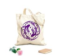 AILOONG Bolsos de lona de algodón para mujer Símbolo art déco del horóscopo de la mitología del zodíaco de Piscis, diseño vintage. Tela de 340g/m² de grosor Material agradable para la piel