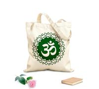 AILOONG Bolsos de lona de algodón para mujer Símbolo espiritual hindú OM con mandala de flores Tela de 340g/m² de grosor Material agradable para la piel