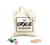 AILOONG Bolsos de lona de algodón para mujer Su gracia es suficiente Tela de 12 oz de grosor Material agradable para la piel 25x30cm Pequeño