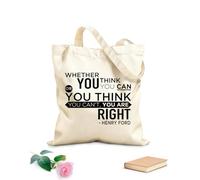 AILOONG Bolsos de lona de algodón para mujer Tanto si crees que puedes como si crees que no puedes, tienes razón. Tela de 340g/m² de grosor Plegable