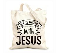 AILOONG Bolsos de lona de algodón para mujer Tela de 12 oz de grosor Dichos y proverbios religiosos cristianos Material agradable para la piel 25x30cm Pequeño