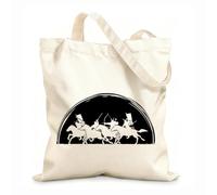 AILOONG Bolsos de lona de algodón para mujer Tela de 12 oz de grosor guerreros samuráis montando a caballo Material agradable para la piel 25x30cm Pequeño