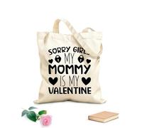 AILOONG Bolsos de lona de algodón para mujer Tela de 12 oz de grosor lo siento chicas mi mami es mi san valentin dia de san valentin Material agradable para la piel 25x30cm Pequeño