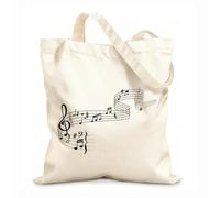 AILOONG Bolsos de lona de algodón para mujer Tela de 12 oz de grosor Notas musicales, espirales de pentagrama, claves de sol Material agradable para la piel 35x40cm Grande