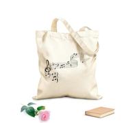 AILOONG Bolsos de lona de algodón para mujer Tela de 12 oz de grosor Notas musicales, espirales de pentagrama, claves de sol Material agradable para la piel 25x30cm Pequeño