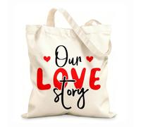 AILOONG Bolsos de lona de algodón para mujer Tela de 12 oz de grosor Nuestra historia de amor, cita romántica escrita a mano Material agradable para la piel 25x30cm Pequeño