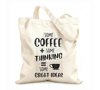 AILOONG Bolsos de lona de algodón para mujer Tela de 12 oz de grosor Un poco de café, algunas reflexiones, algunas grandes ideas, citas sobre café. Material agradable para la piel 25x30cm Pequeño